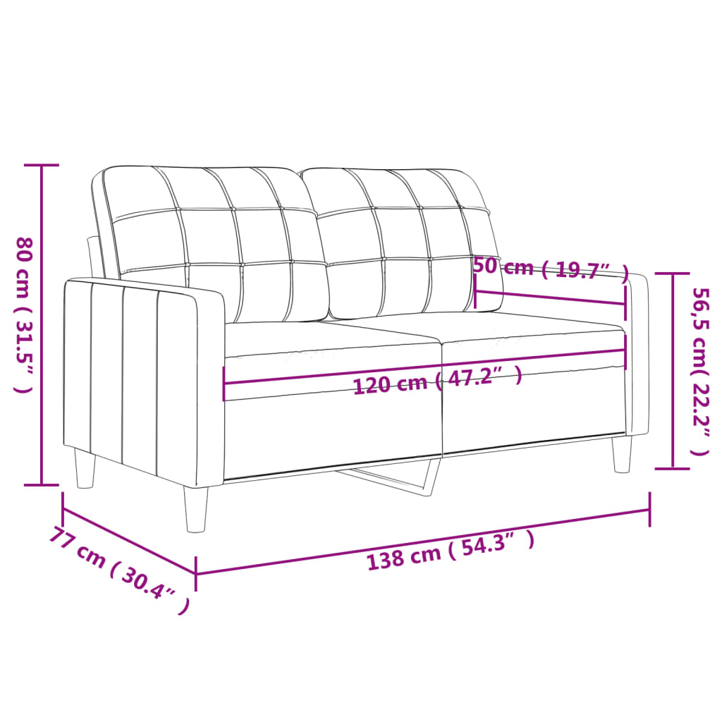 2-Sitzer-Sofa Schwarz 120 cm Stoff