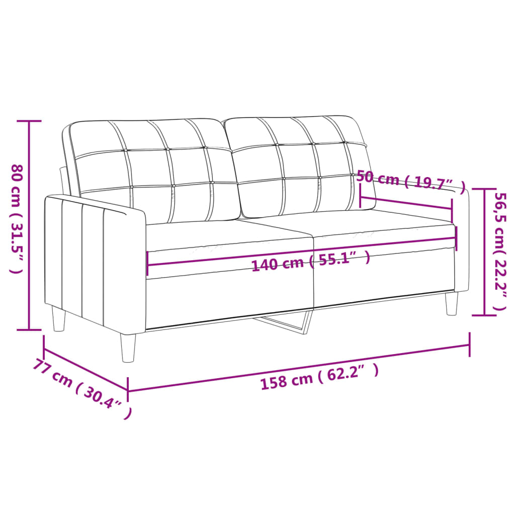 2-Sitzer-Sofa Weinrot 140 cm Kunstleder