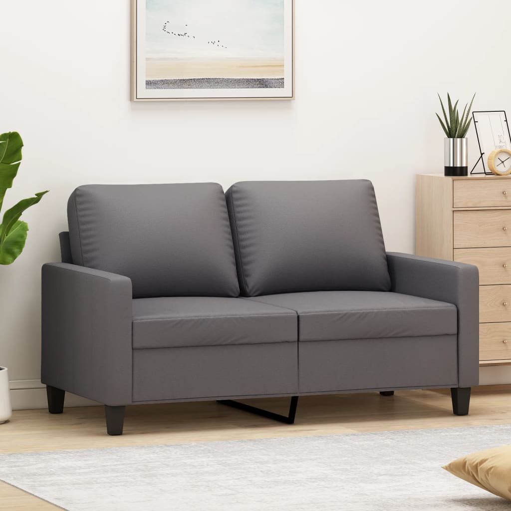 2-Sitzer-Sofa Grau 120 cm Kunstleder