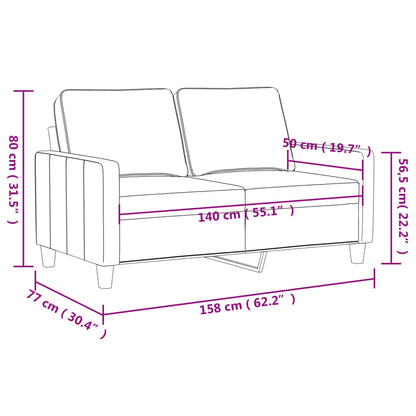 2-Sitzer-Sofa Schwarz 140 cm Kunstleder