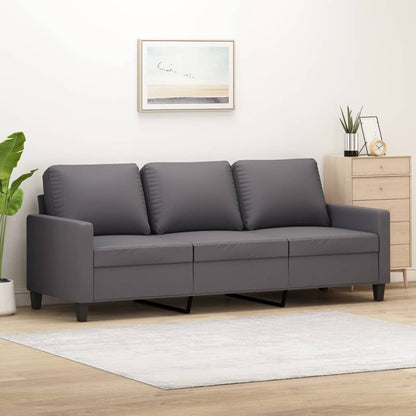 3-Sitzer-Sofa Grau 180 cm Kunstleder