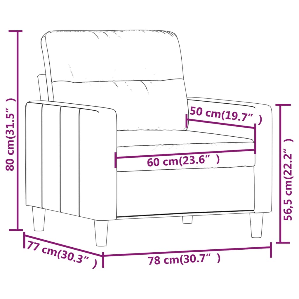 Sofasessel Hellgelb 60 cm Stoff