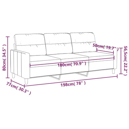 3-Sitzer-Sofa Schwarz 180 cm Stoff