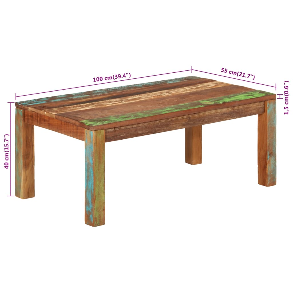 Couchtisch 100x55x40 cm Massives Altholz