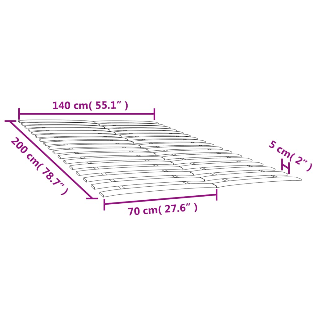 Lattenroste mit 34 Latten 2 Stk. 70x200 cm