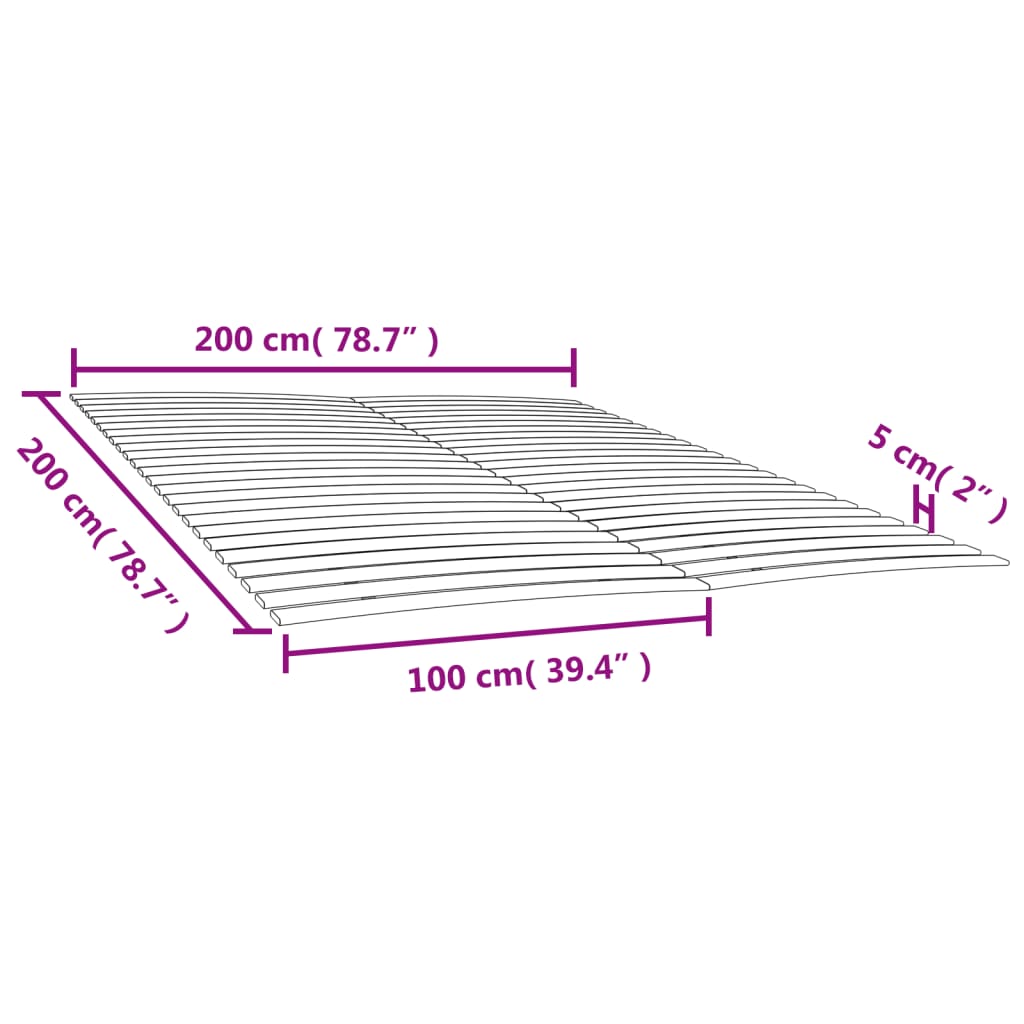 Lattenroste mit 48 Latten 2 Stk. 100x200 cm