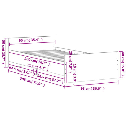 Bettgestell Sonoma-Eiche 90x200 cm Holzwerkstoff