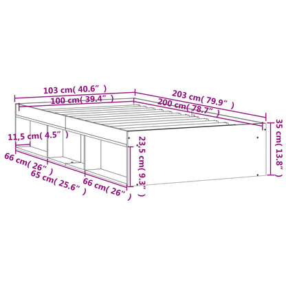 Bettgestell Grau Sonoma 100x200 cm