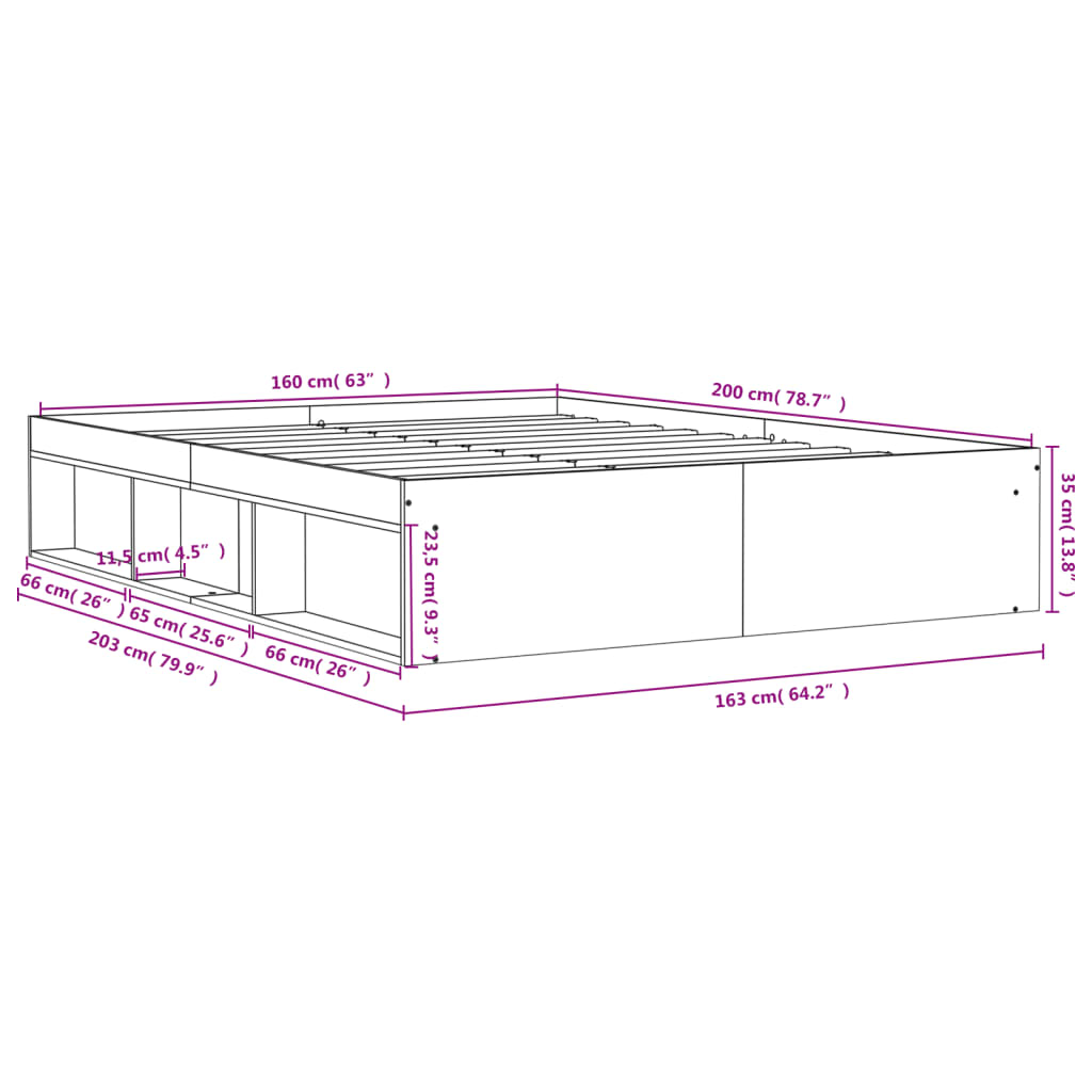 Bettgestell Schwarz 160x200 cm