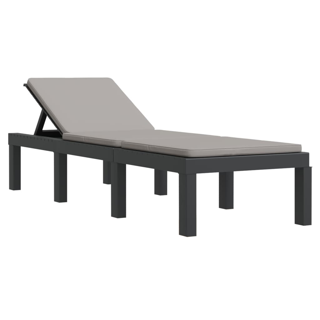 3-tlg. Garten-Lounge-Set mit Kissen Anthrazit PP