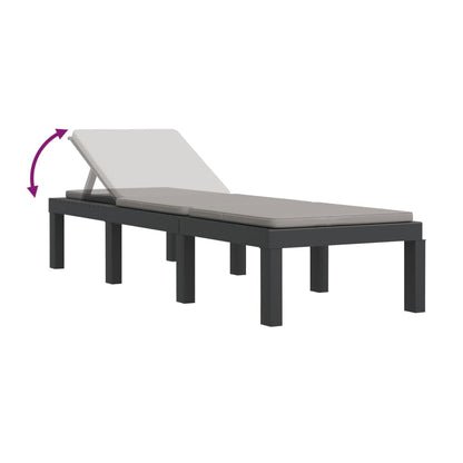 3-tlg. Garten-Lounge-Set mit Kissen Anthrazit PP