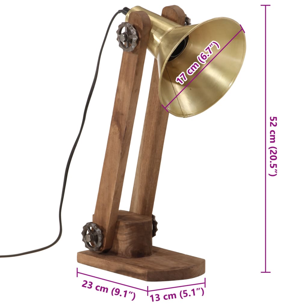 Schreibtischlampe 25 W Antik-Messing 23x13x52 cm E27