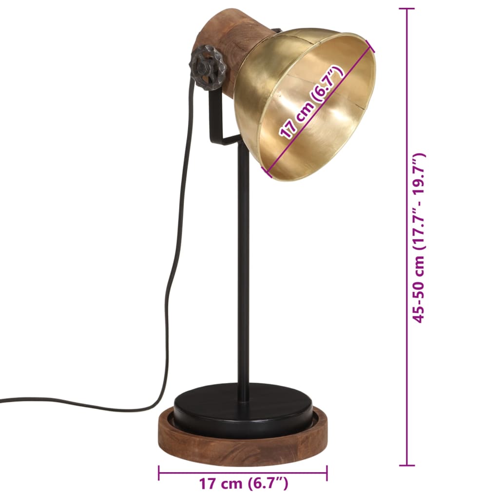 Schreibtischlampe 25 W Antik-Messing 17x17x50 cm E27