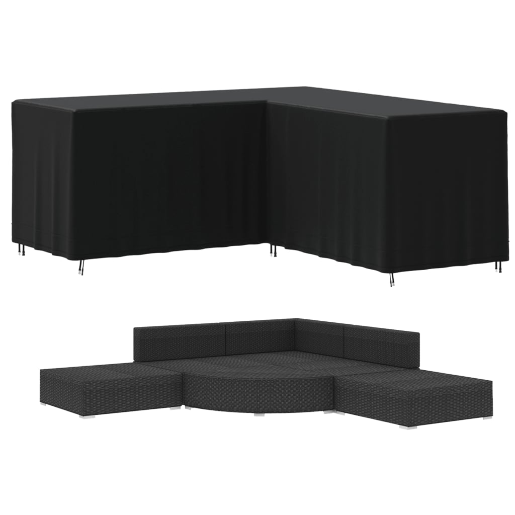 Gartensofa-Abdeckung L-Form Schwarz 215x215x86 cm 420D Oxford