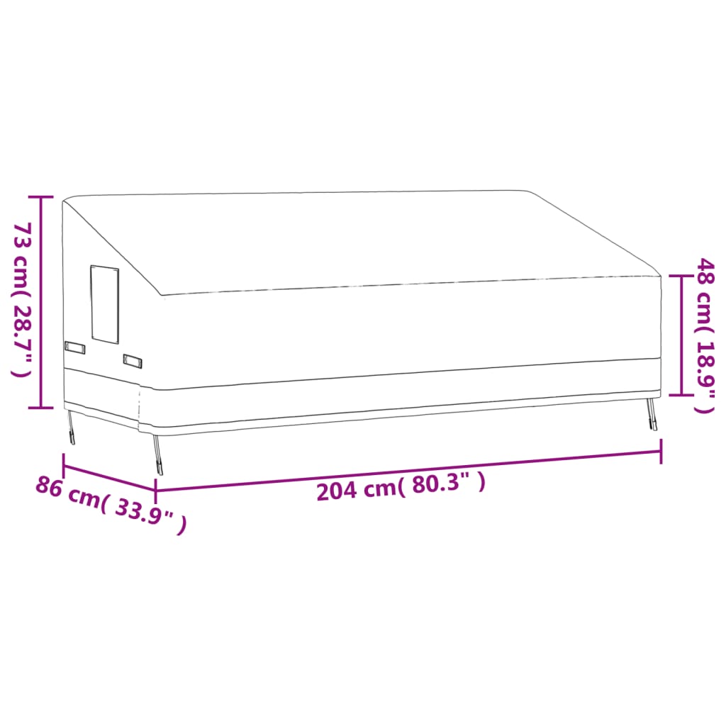 Abdeckung für 3-Sitzer-Bank Beige 204x86x48/73 cm 600D Oxford