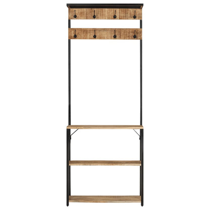 Garderobe mit Schuhablage 68x30x182cm Raues Massivholz Mango