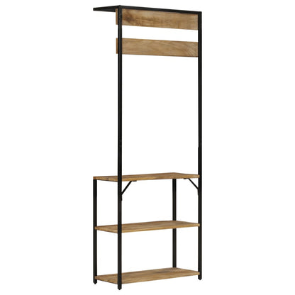 Garderobe mit Schuhablage 68x30x182cm Raues Massivholz Mango