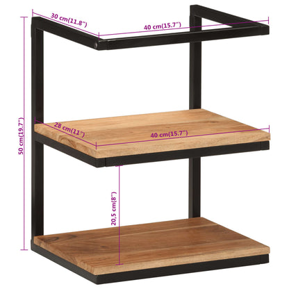 Wandregal 40x30x50 cm Massivholz Akazie und Eisen