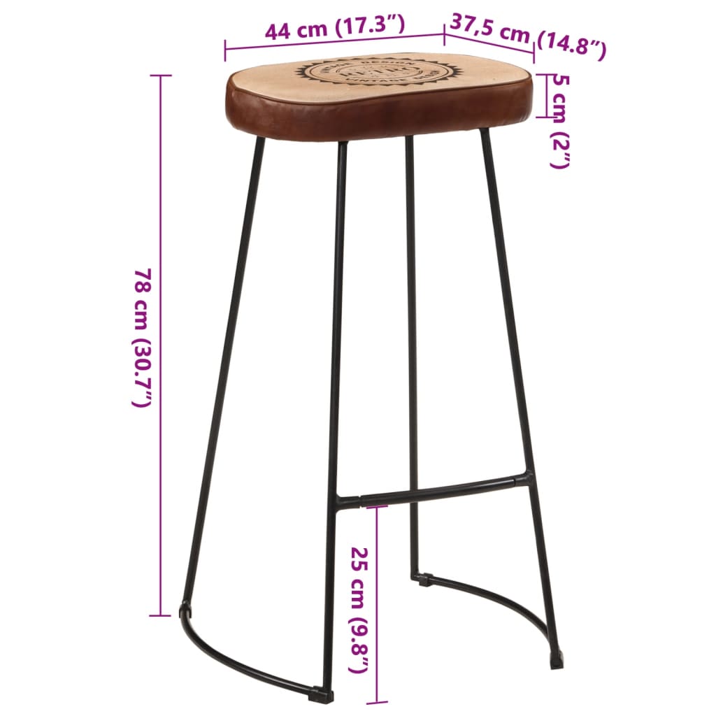 Barhocker 2 Stk. Dunkelbraun 44x37,5x78 cm