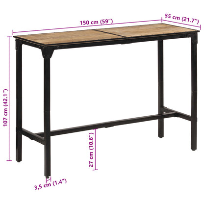 Bartisch 150x55x107 cm Raues Massivholz Mango