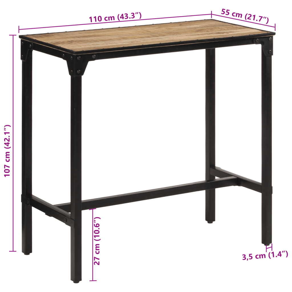 Bartisch 110x55x107 cm Raues Massivholz Mango