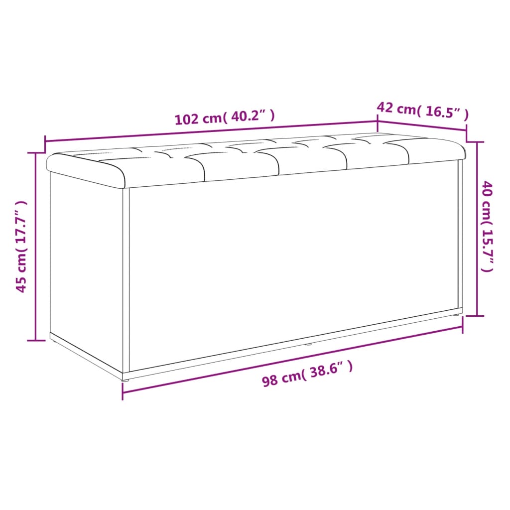 Sitzbank mit Stauraum Sonoma-Eiche 102x42x45 cm Holzwerkstoff