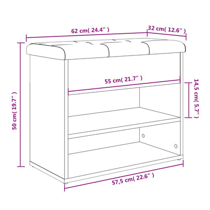 Schuhbank Grau Sonoma 62x32x50 cm Holzwerkstoff