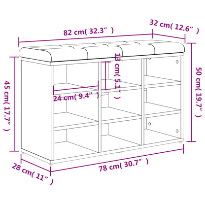 Schuhbank Sonoma-Eiche 82x32x50 cm Holzwerkstoff