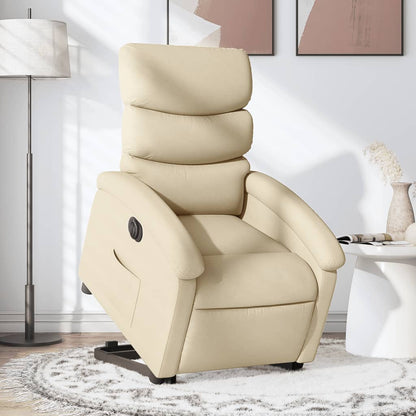 Relaxsessel mit Aufstehhilfe Elektrisch Creme Stoff