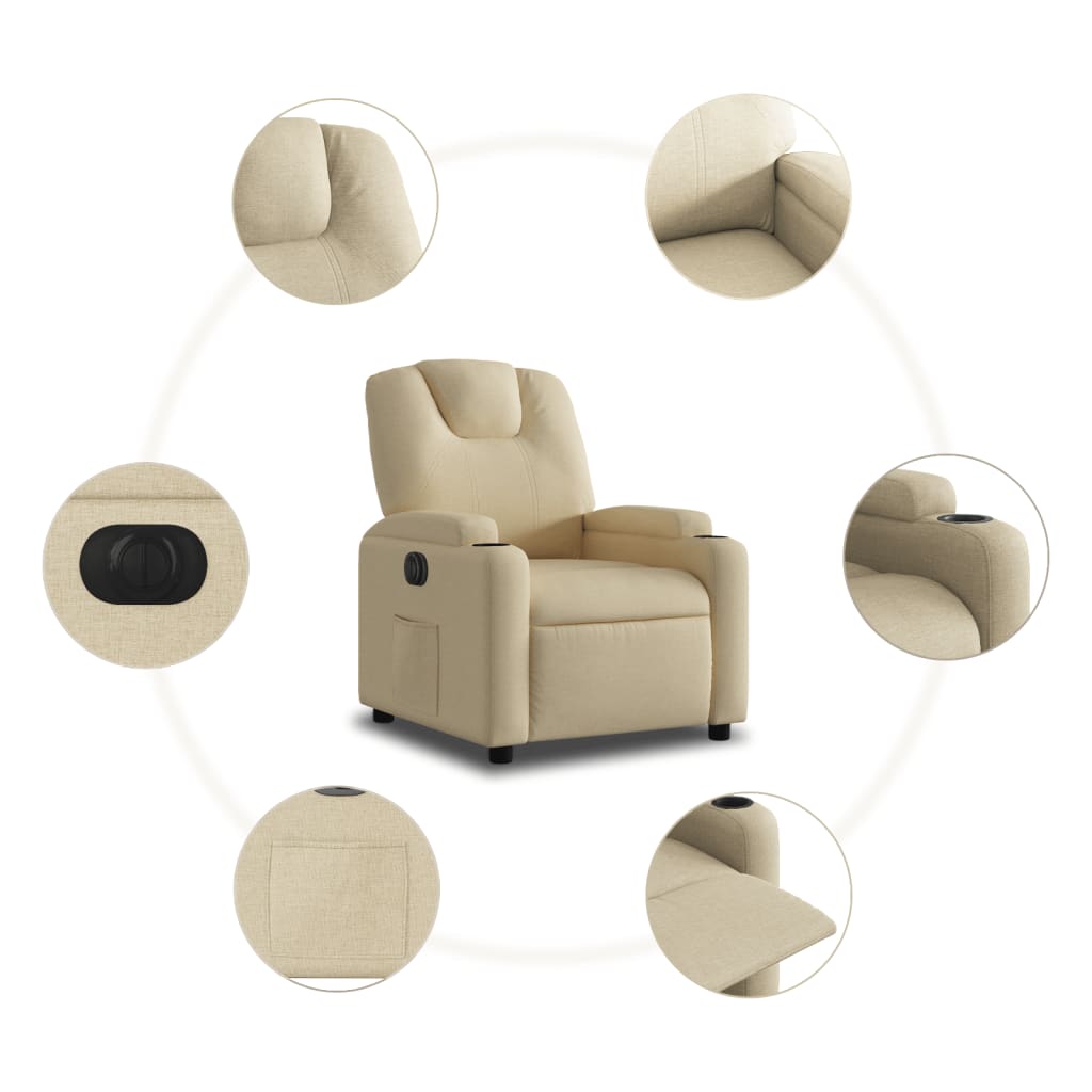 Relaxsessel Elektrisch Creme Stoff