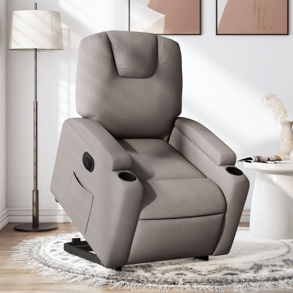 Relaxsessel mit Aufstehhilfe Elektrisch Taupe Stoff