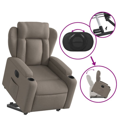 Relaxsessel mit Aufstehhilfe Elektrisch Taupe Stoff