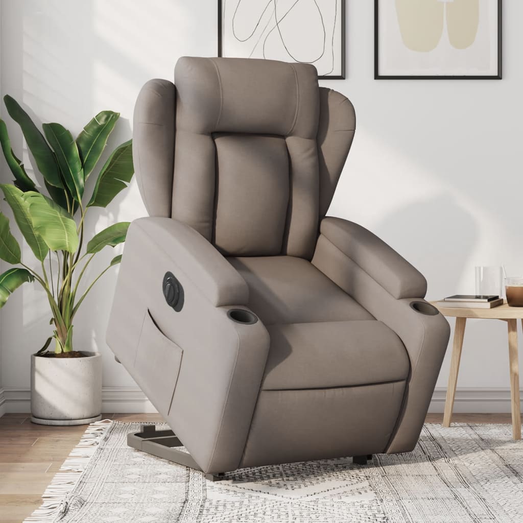 Relaxsessel mit Aufstehhilfe Elektrisch Taupe Stoff