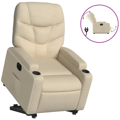 Relaxsessel mit Aufstehhilfe Elektrisch Creme Stoff