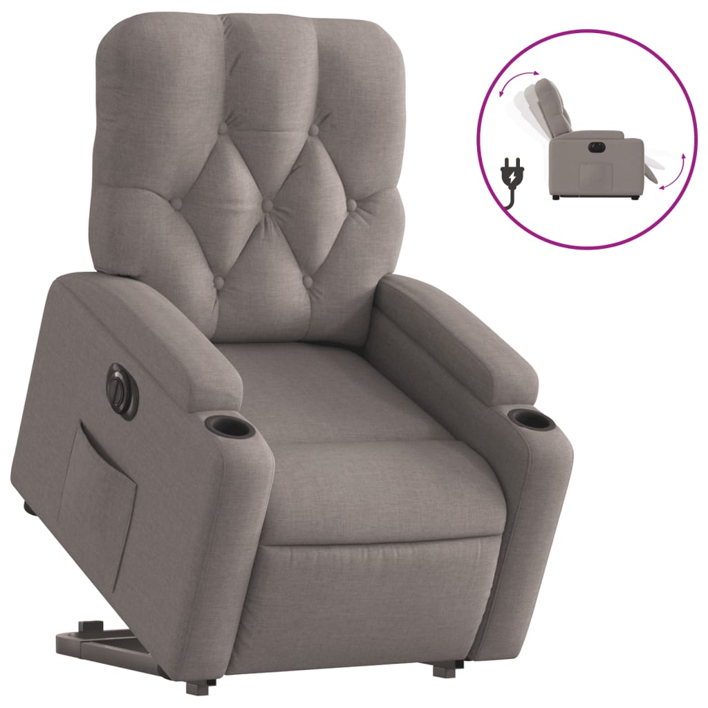 Relaxsessel mit Aufstehhilfe Elektrisch Taupe Stoff