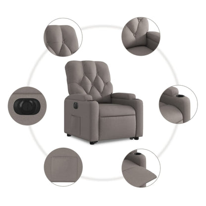 Relaxsessel mit Aufstehhilfe Elektrisch Taupe Stoff