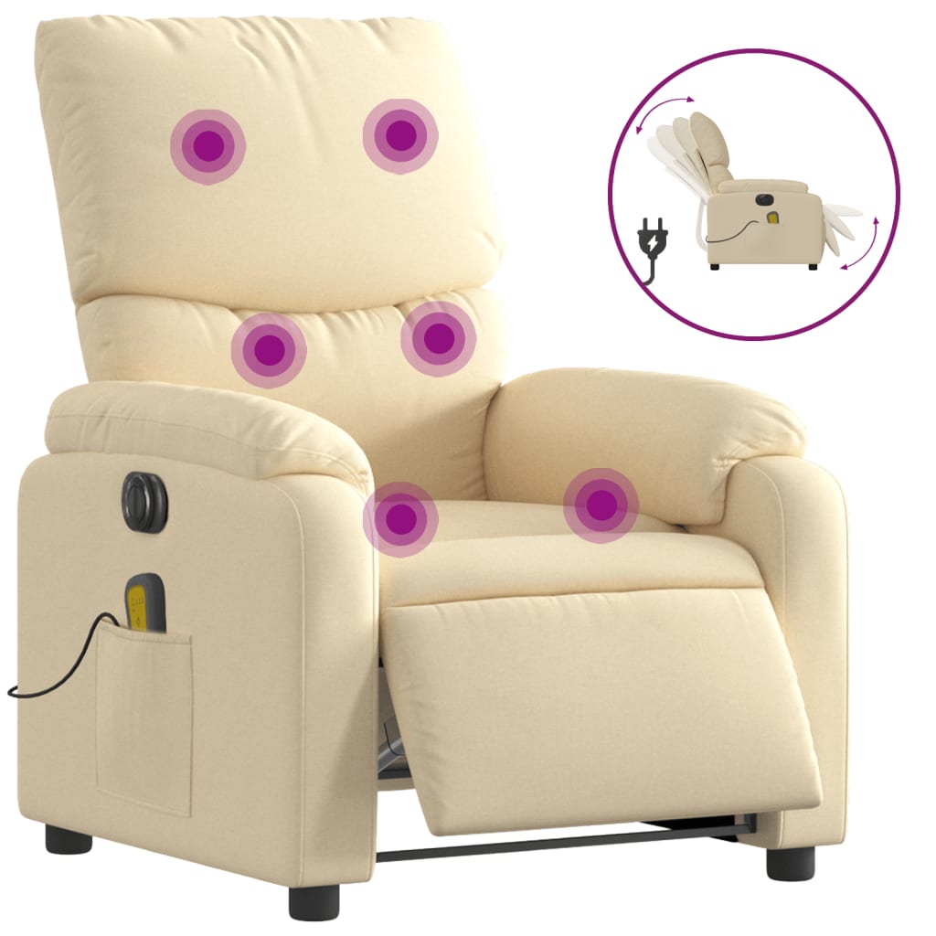 Massagesessel Elektrisch Creme Stoff