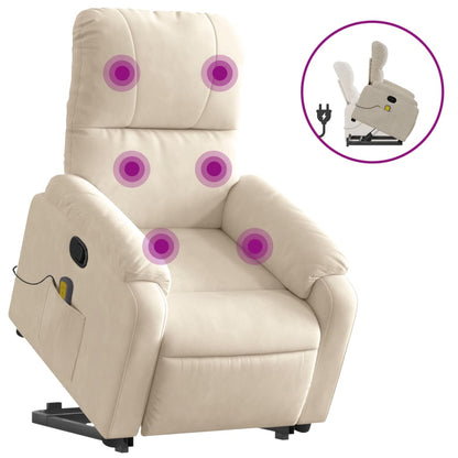 Massagesessel mit Aufstehhilfe Beige Mikrofasergewebe