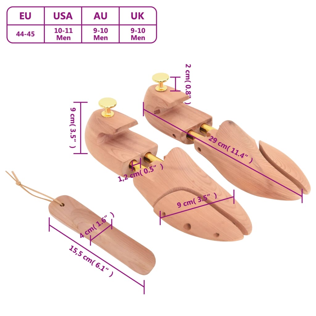 Schuhspanner mit Schuhlöffel EU 44-45 Massivholz Zeder