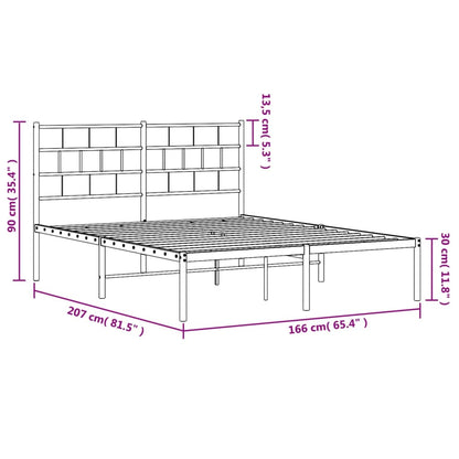 Bettgestell mit Kopfteil Metall Schwarz 160x200 cm