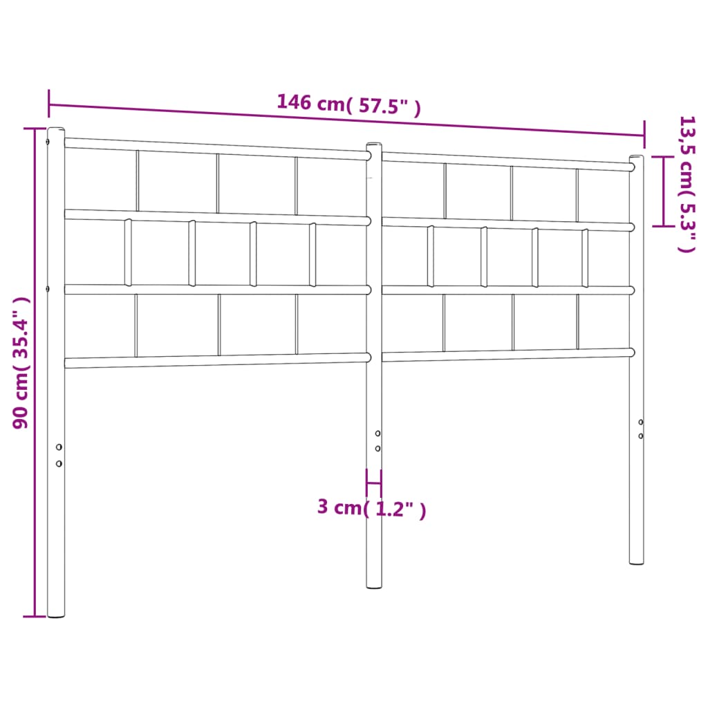 Kopfteil Metall Schwarz 140 cm