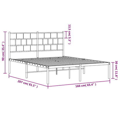 Bettgestell mit Kopfteil Metall Weiß 160x200 cm