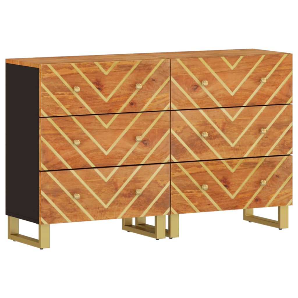 Beistellschränke 2 Stk. Braun & Schwarz 60x33,5x75 cm Mangoholz