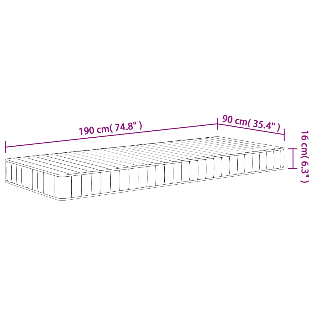 Matratze Schaumstoff Mittelweich 90x190 cm