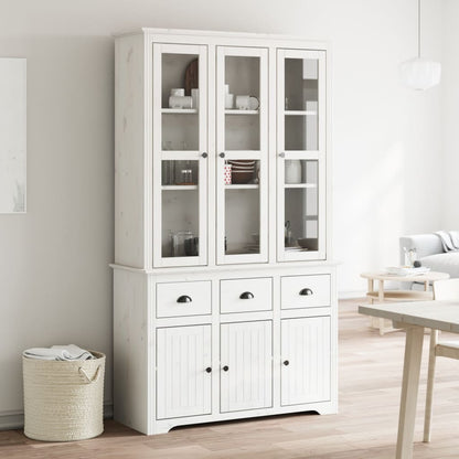 Highboard BODO Weiß 115,5x43x200,5 cm Massivholz Kiefer