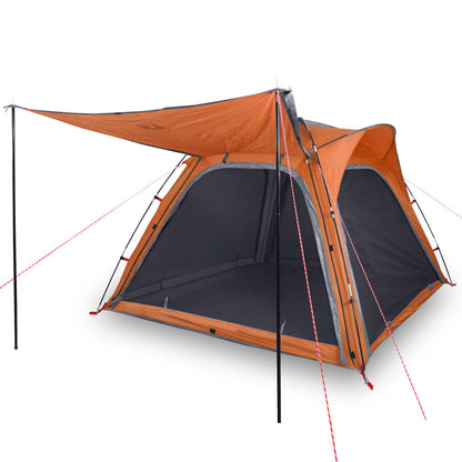 Campingzelt 4 Personen Grau und Orange Quick Release Wasserfest