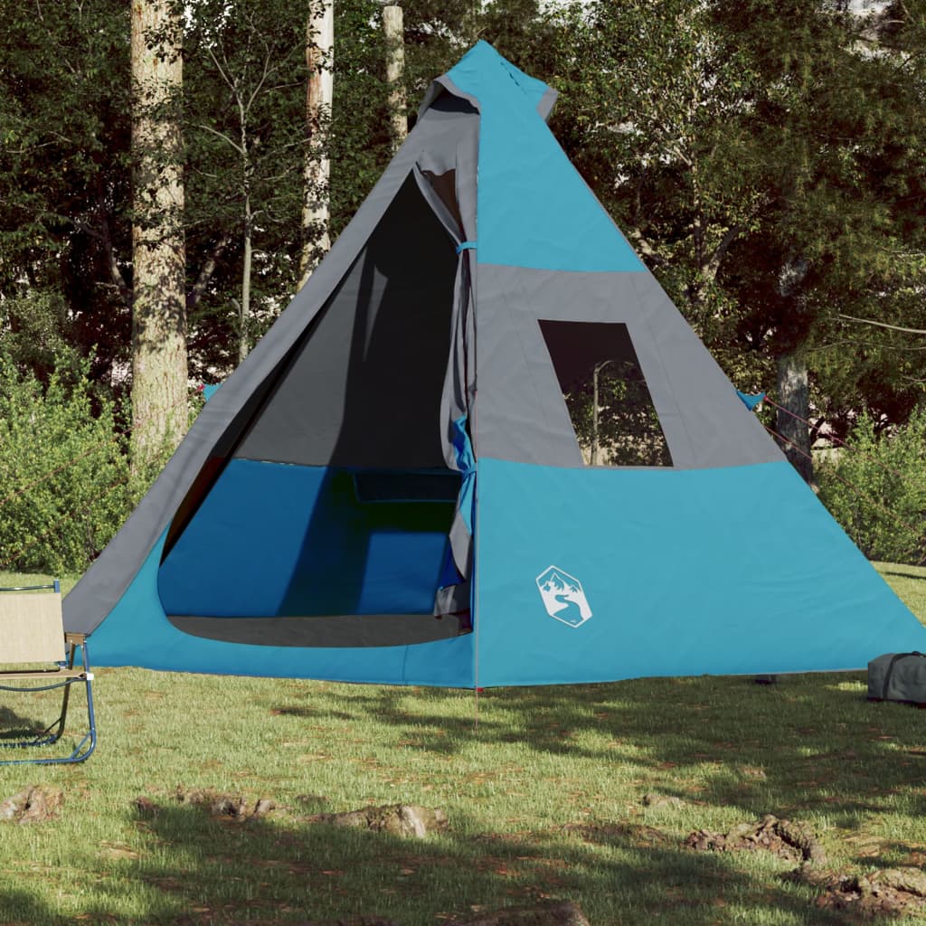 Tipi-Campingzelt 7 Personen Blau Wasserdicht