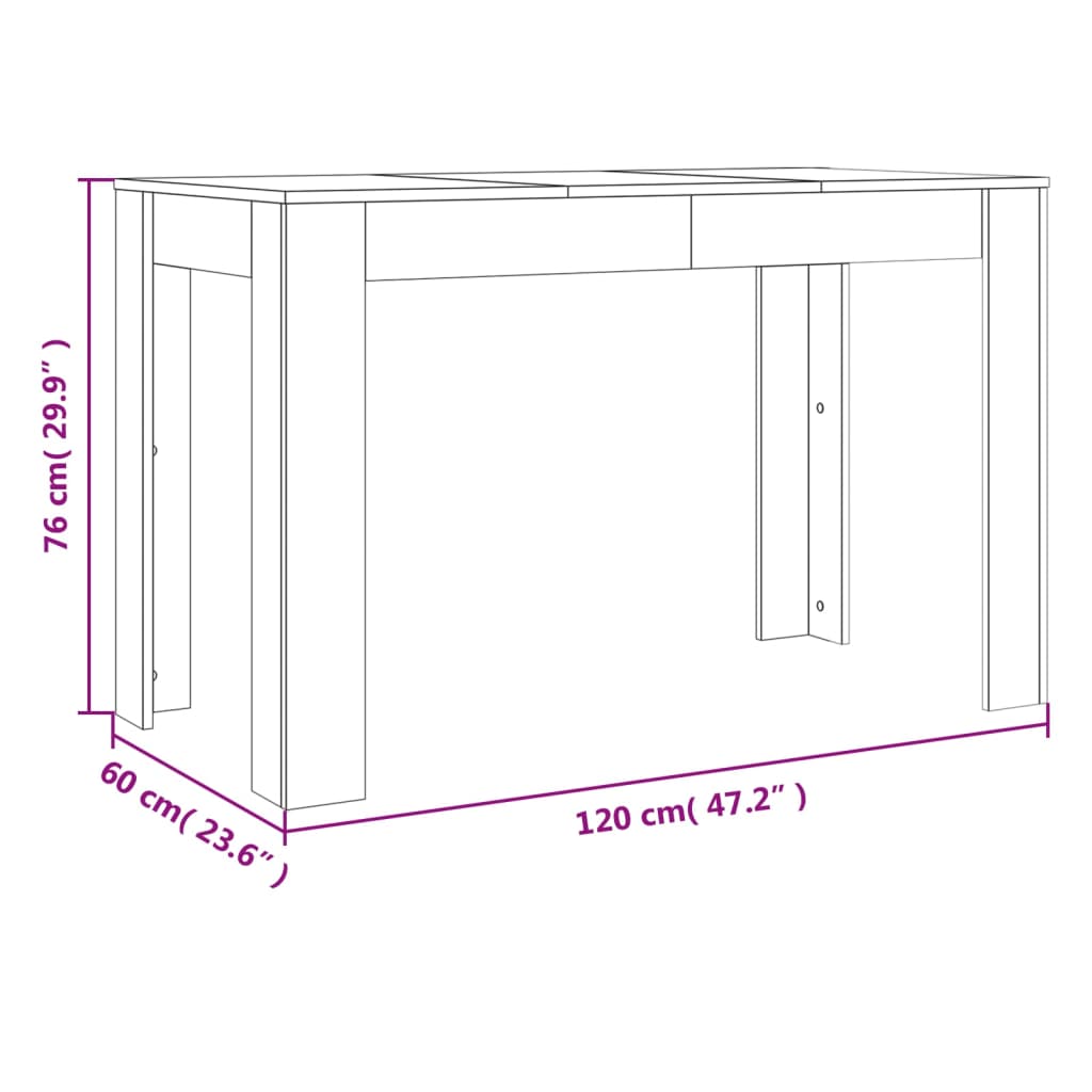 Esstisch Braun Eichen-Optik 120x60x76 cm Holzwerkstoff