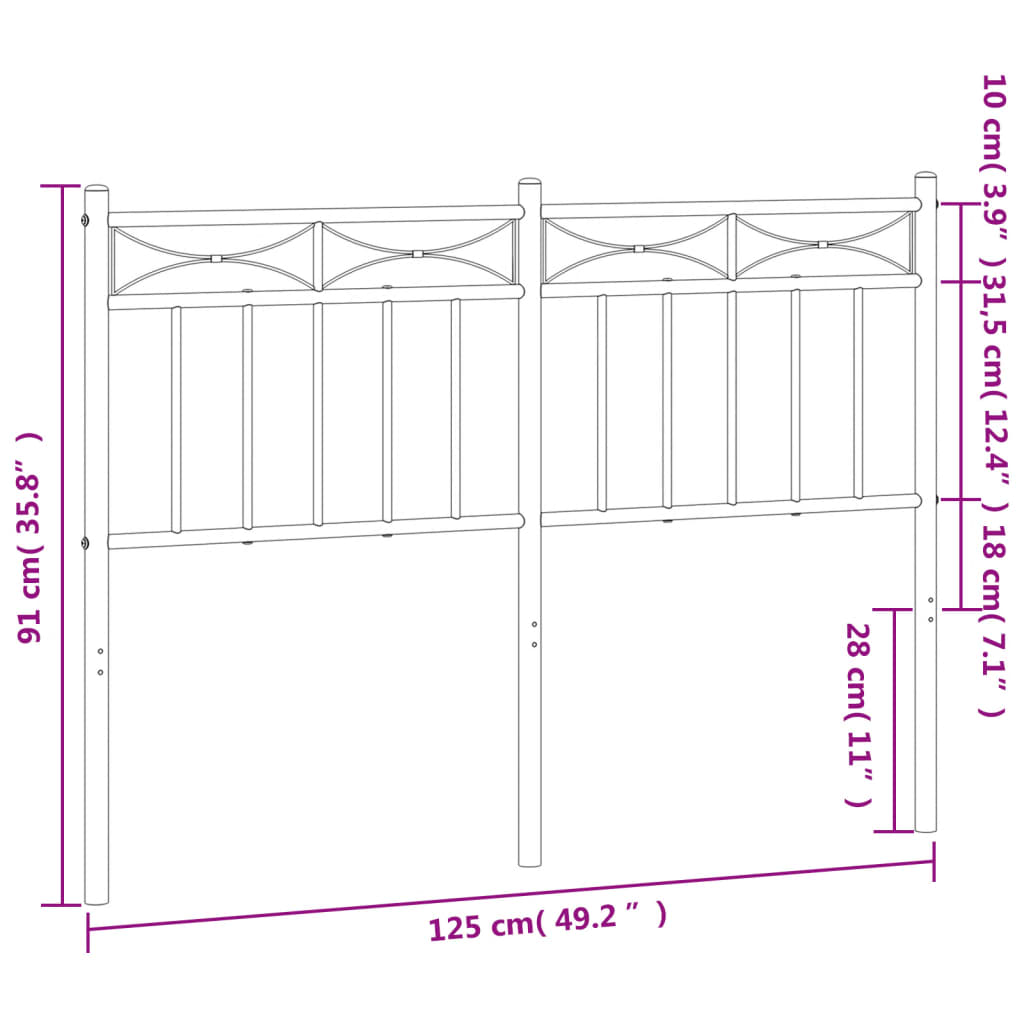 Kopfteil Metall Schwarz 120 cm