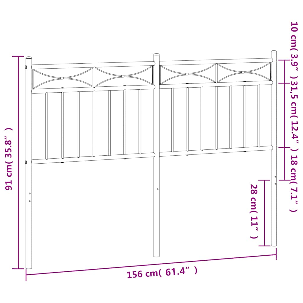 Kopfteil Metall Schwarz 150 cm